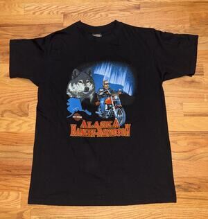 Vintage Rare 1995 Harley Davidson Wolf Anchorage Alaska T-Shirt Mens Size Large